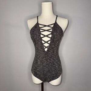 Heathered Gray Crisscross Bodysuit